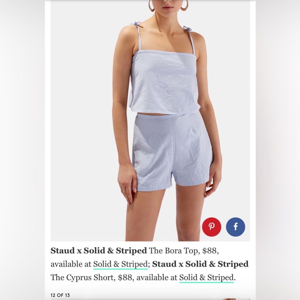 Staud x SOLID & STRIPED Light Blue Seersucker set
